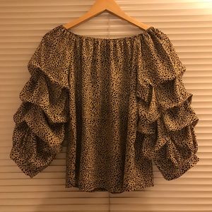 Leopard print off shoulder brandy Melville shirt